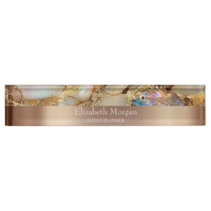 Cool Trendy Gold Glitzer Pearl Marble Namensplakette