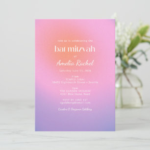 Cool Trendy Gradient Pink Lila Bat Mitzvah Einladung