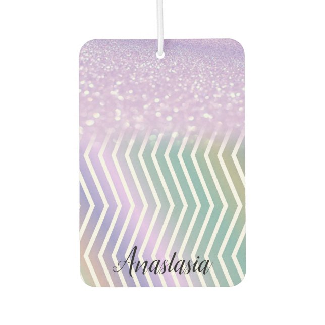 Cool Trendy Lila Glitzer Autolufterfrischer (Vorderseite)