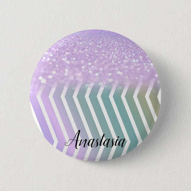 Cool Trendy Lila Glitzer Button (Vorderseite)