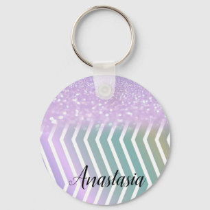 Cool Trendy Lila Glitzer Schlüsselanhänger