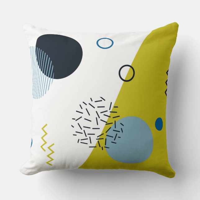 Cool, trendy, modern, grün-blaues geometrisches kissen (Vorderseite)