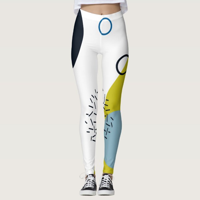 Cool, trendy, modern, grün-blaues geometrisches leggings (Vorderseite)
