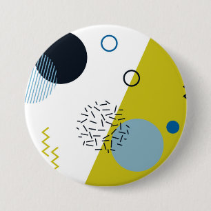 Cool, trendy, modern, Memphis green blue geometric Button