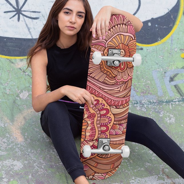 Cool Trendy Modernes Abstraktes Blumenmuster Skateboard (Von Creator hochgeladen)