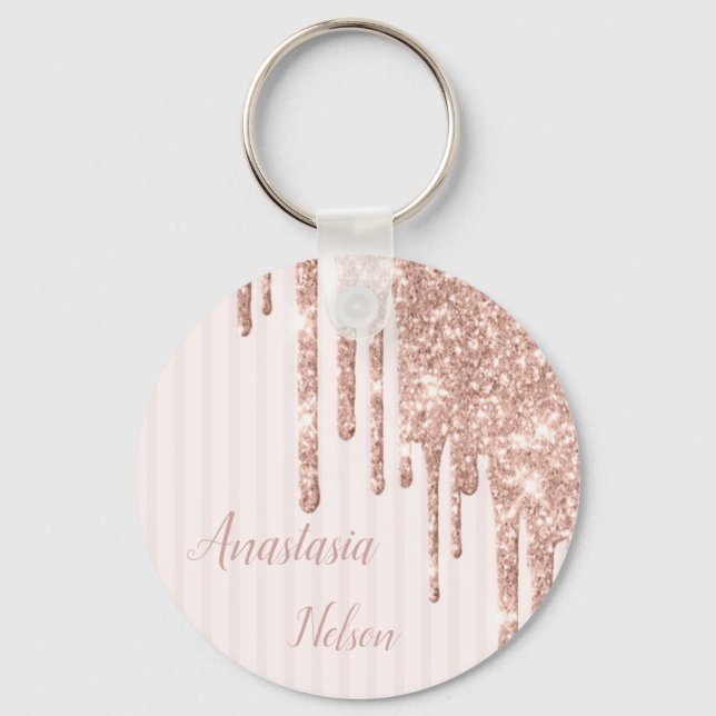 Cool Trendy Pink Glitzer Schlüsselanhänger (Vorderseite)
