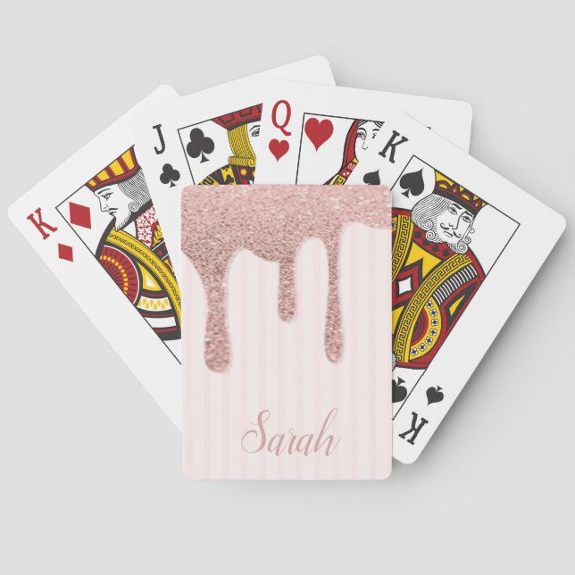 Cool Trendy Pink Glitzer Spielkarten (Rückseite)