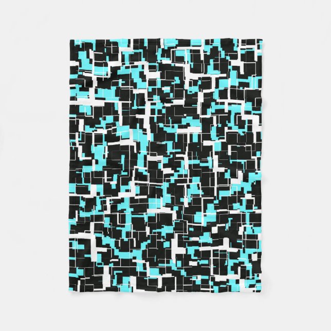Cool trendy Schwarz-weiß Blue Pattern Fleecedecke (Vorderseite)