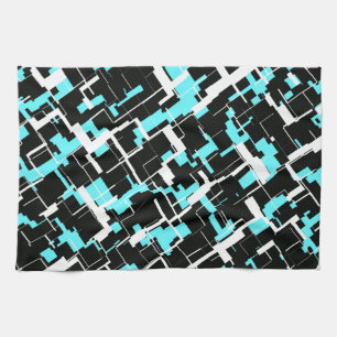 Cool trendy Schwarz-weiß Blue Pattern Geschirrtuch