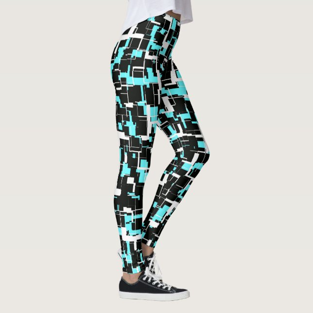 Cool trendy Schwarz-weiß Blue Pattern Leggings (Rechts)