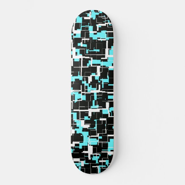 Cool trendy Schwarz-weiß Blue Pattern Skateboard (Vorderseite)
