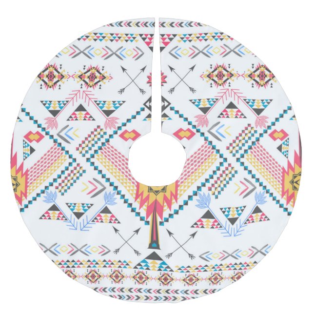 Cool trendy Stammesgeometrie Polyester Weihnachtsbaumdecke (Vorderseite)