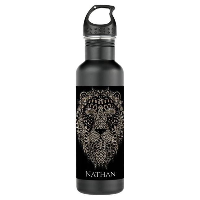 Cool Tribal Metallic Lion Head Personalised Edelstahlflasche (Vorderseite)