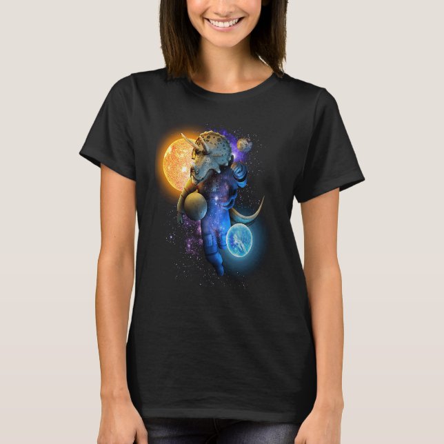 Cool Triceratops Dino Astronaut in Space for Chris T-Shirt (Vorderseite)