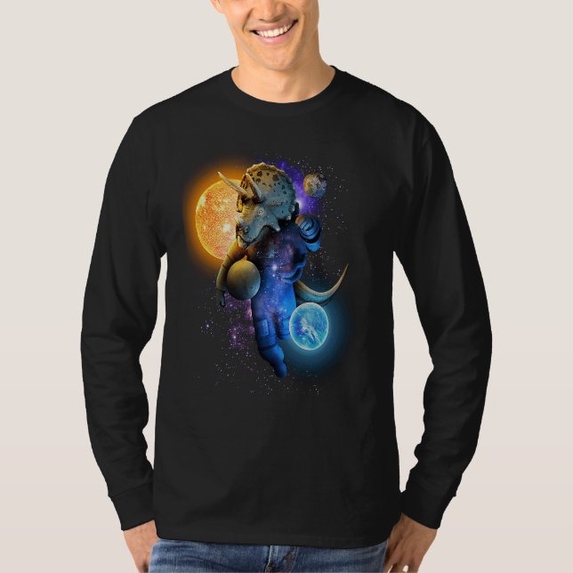 Cool Triceratops Dino Astronaut in Space for Chris T-Shirt (Vorderseite)