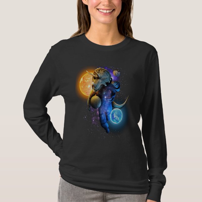 Cool Triceratops Dino Astronaut in Space for Chris T-Shirt (Vorderseite)