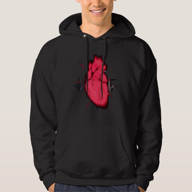 Cool Trippy Anatomical Heart for Doctors & Synthwa Hoodie (Vorderseite)