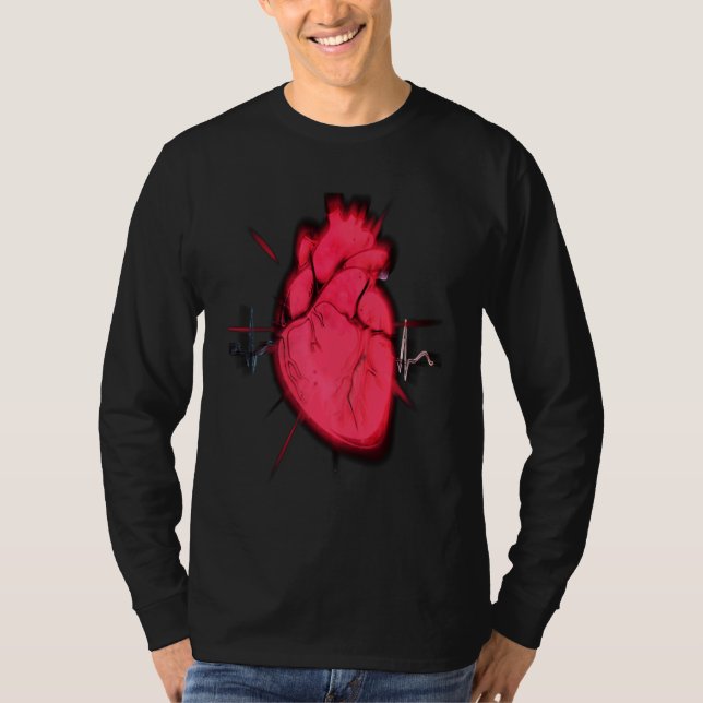 Cool Trippy Anatomical Heart for Doctors & Synthwa T-Shirt (Vorderseite)