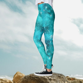 Cool türkisfarbenes Winterschneepatel Leggings