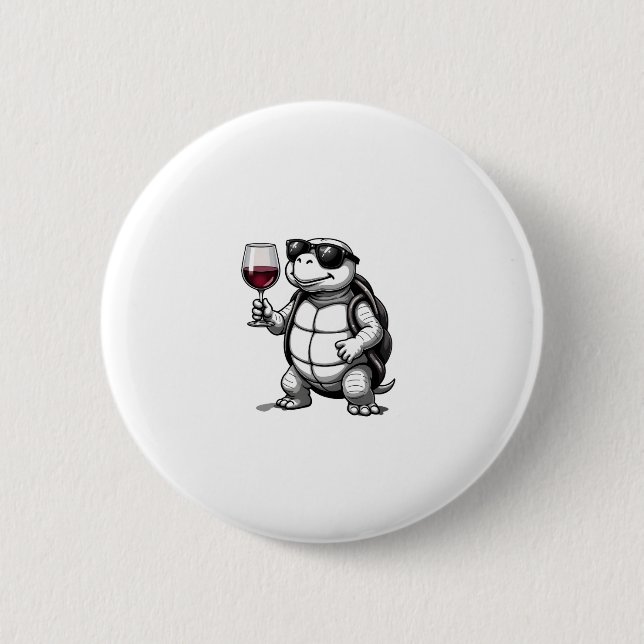 cool turtle drinking red wine art print_1 (2) button (Vorderseite)