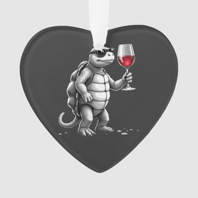 cool turtle drinking red wine art print_1 (2) ornament (Vorderseite)