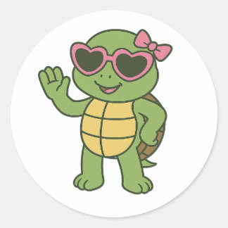 Cool turtle with sunglasses runder aufkleber