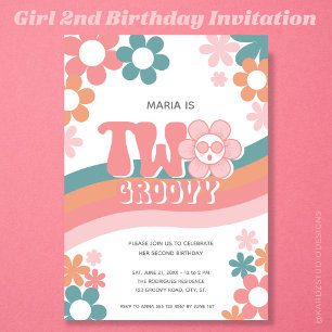 Cool Two Groovy Girl 2. Geburtstag Einladung