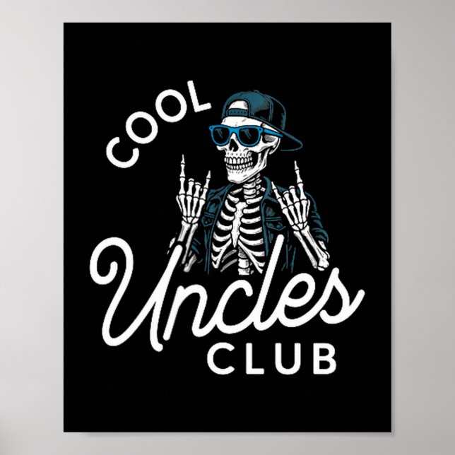 Cool Uncles Club Shirt Funny Skeleton Men Uncle  Poster (Vorne)
