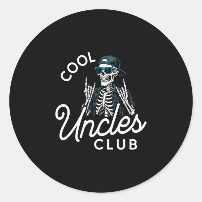 Cool Uncles Club Shirt Funny Skeleton Men Uncle  Runder Aufkleber (Vorderseite)