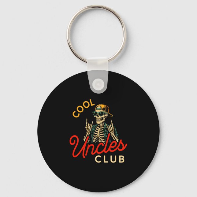 Cool Uncles Club Shirt Funny Skeleton Retro Uncle  Schlüsselanhänger (Vorderseite)