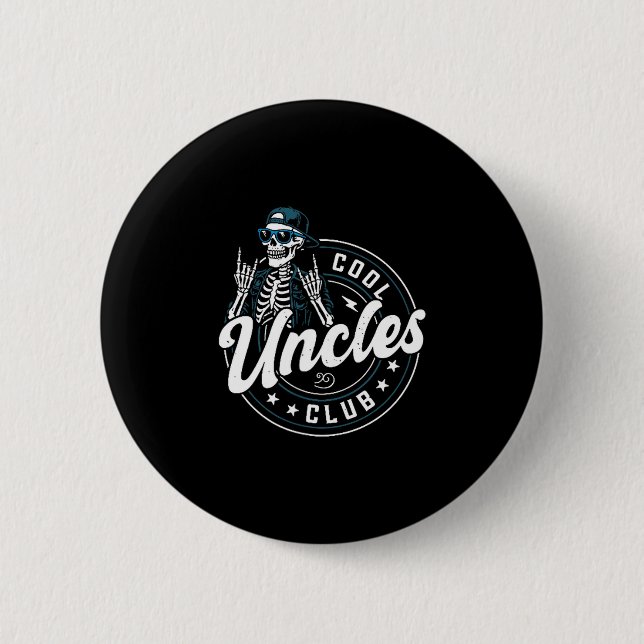 Cool Uncles Club Shirt Funny Skeleton Uncle Men  Button (Vorderseite)