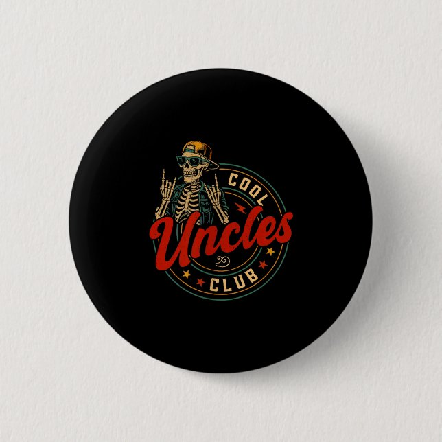 Cool Uncles Club Shirt Funny Skeleton Uncle Men Fa Button (Vorderseite)