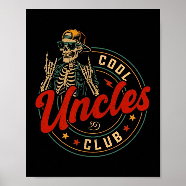 Cool Uncles Club Shirt Funny Skeleton Uncle Men Fa Poster (Vorne)