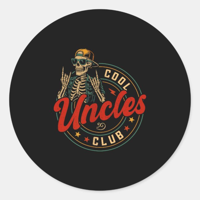 Cool Uncles Club Shirt Funny Skeleton Uncle Men Fa Runder Aufkleber (Vorderseite)