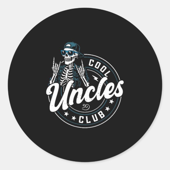 Cool Uncles Club Shirt Funny Skeleton Uncle Men  Runder Aufkleber (Vorderseite)