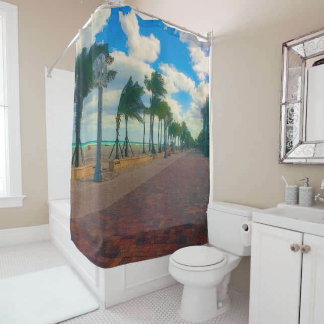 Cool und gemütlich am Hollywood Beach Duschvorhang (Beispiel)