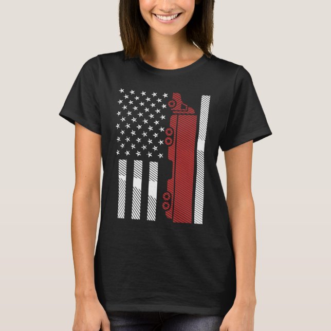 Cool US American Flag Semi Truck Driver 18 Wheeler T-Shirt (Vorderseite)