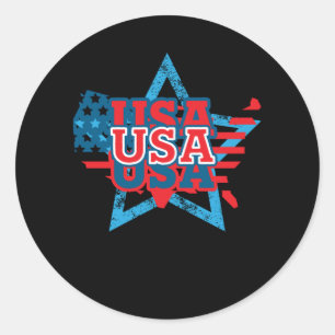 Cool USA Flag Color Star - LIEBE USA Runder Aufkleber