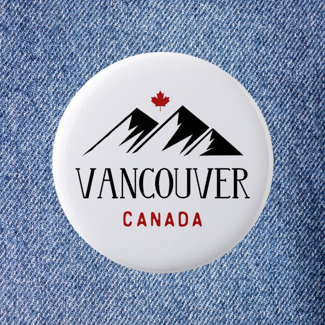 Cool Vancouver Canada Mountains Maple Leaf Button (Von Creator hochgeladen)