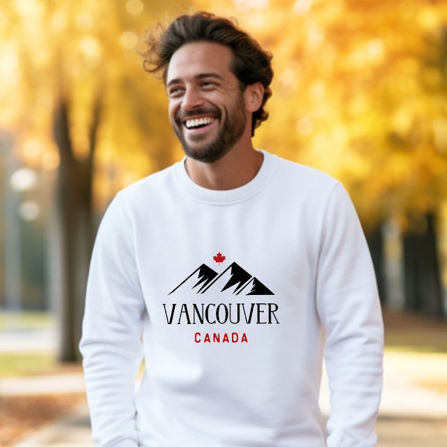 Cool Vancouver Canada Mountains Maple Leaf Sweatshirt (Von Creator hochgeladen)