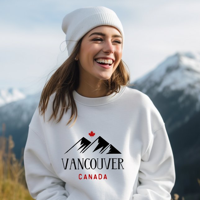 Cool Vancouver Canada Mountains Maple Leaf Sweatshirt (Von Creator hochgeladen)