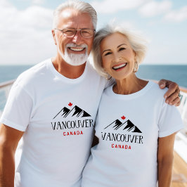 Cool Vancouver Canada Mountains Maple Leaf T-Shirt