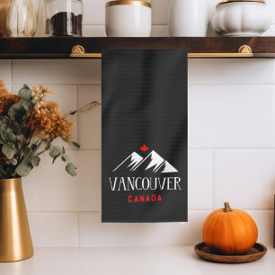 Cool Vancouver Kanada Berge Ahornblatt Dunkel Geschirrtuch