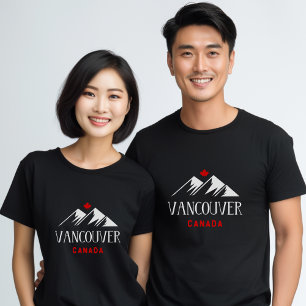 Cool Vancouver Kanada Berge Ahornblatt Dunkel T-Shirt