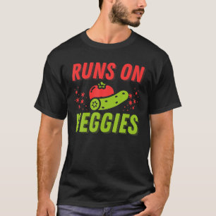 Cool Vegan Art Men Women Runs On Veggies Healthy V T-Shirt