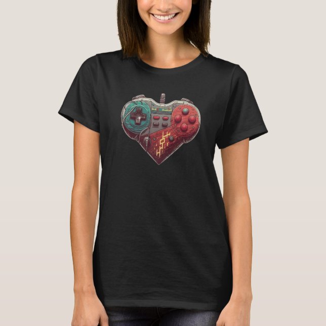 Cool Video Game Heart Controller Premium T-Shirt (Vorderseite)