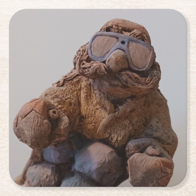 Cool Vintag Clay Skier Rechteckiger Pappuntersetzer (Vorderseite)