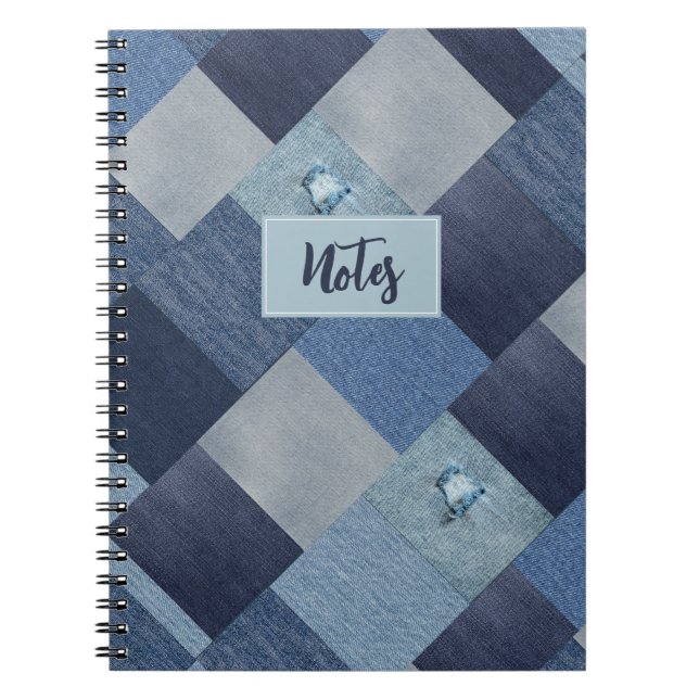 Cool Vintag Denim Patchwork Notizblock (Vorderseite)