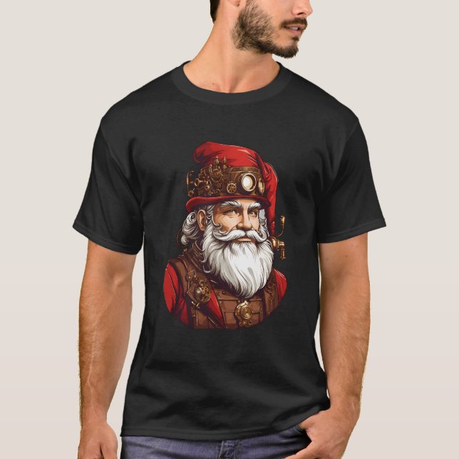 Cool Vintage Weihnachten Steampunk Weihnachtsmanns T-Shirt (Vorderseite)