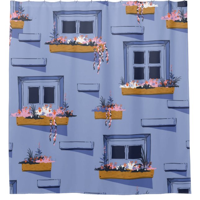 Cool Wall Windows Sommermuster Duschvorhang (Vorderseite)